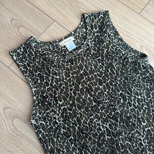 Vintage Green Animal Print Textured Top